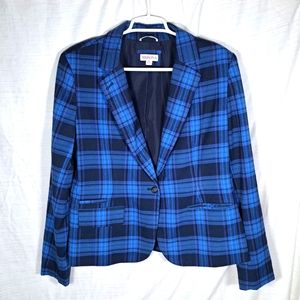Merona Blue & Black Plaid Blazer Jacket